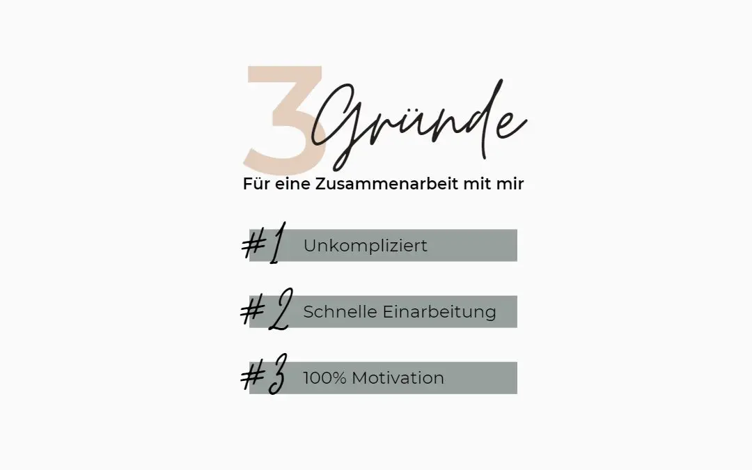 Drei Gründe für eine Zusammenarbeit mit mir als Virtuelle Assistentin