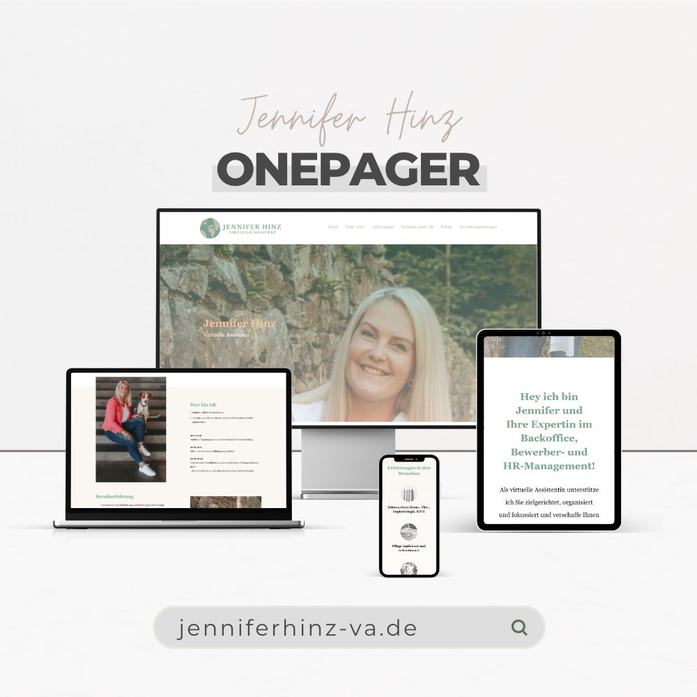 Projekt Jennifer Hinz Onepager WordPress 1